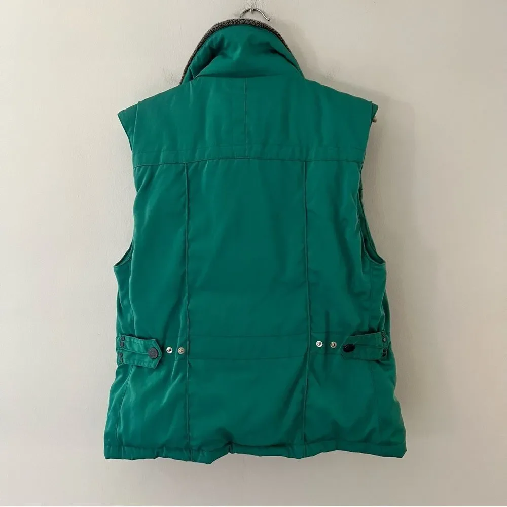 Nevica Vintage Ski Vest Quilted Retro Green Fleece Size 8 Apres Ski Gaper Day
